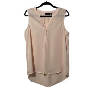 Apt. 9 Sheer Button V-Neck Sleeveless High Low Hem Blouse - Size Large